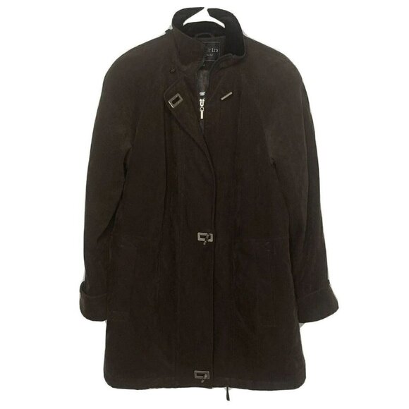 Fleet Street Women’s Faux Suede Toggle Button Zip Front Chocolate Brown Jacket-S - Picture 1 of 16